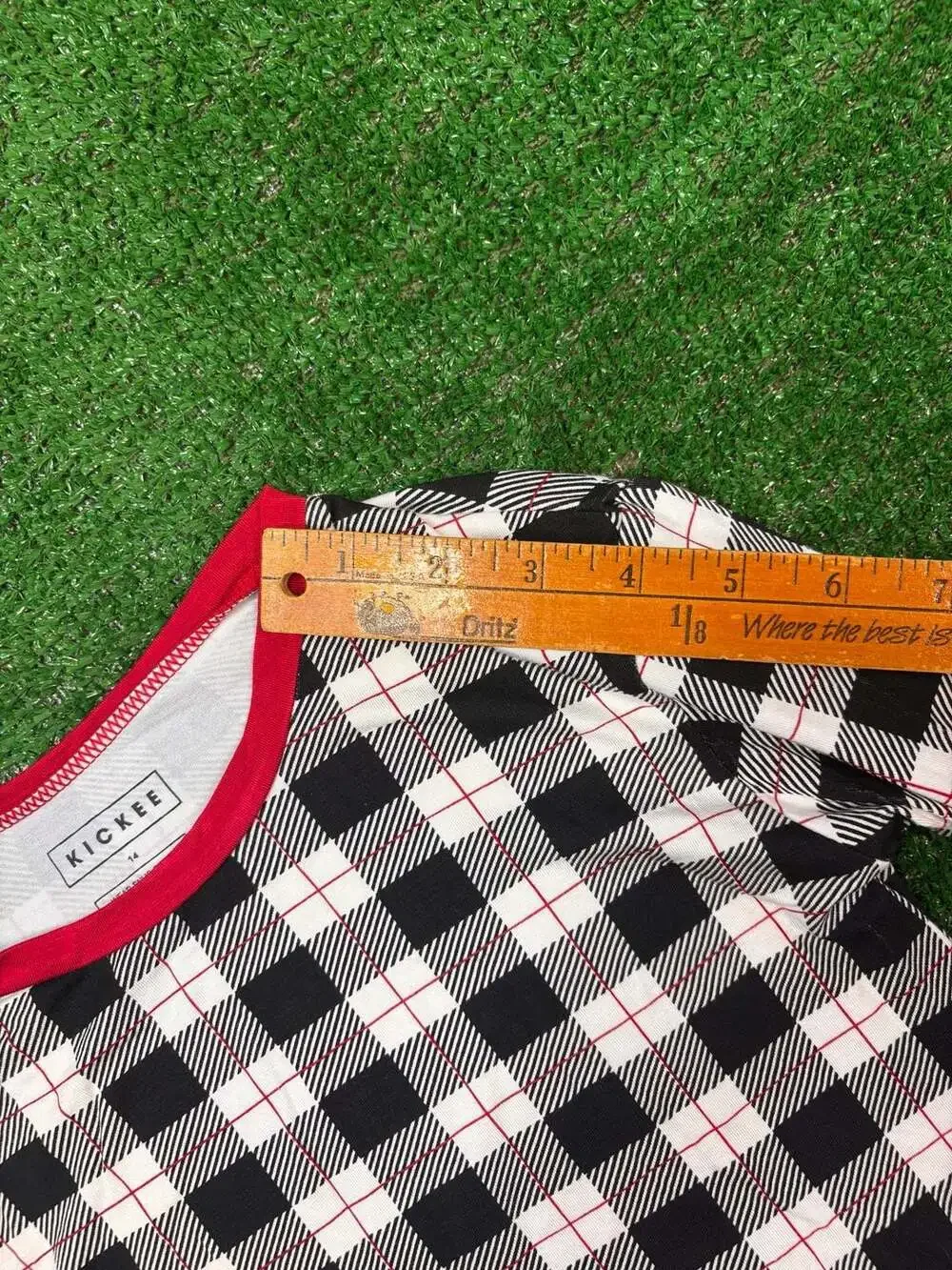 Kickee Buffalo Check Pajama Set Size 14 Black White Red Plaid Long Sleeve